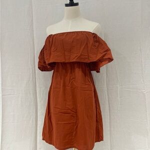 Rove Rust Off the Shoulder Cotton Dress Size M